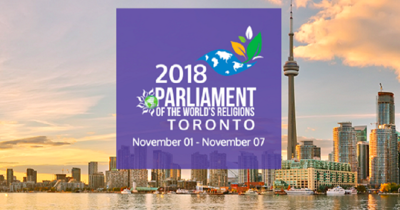 Image depicts the poster for the Parliament of the Worlds Religions Toronto