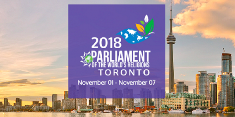 Image depicts the poster for the Parliament of the Worlds Religions Toronto