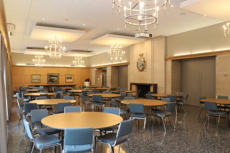 Image depicts Charbonnel Lounge set up with round table and chairs