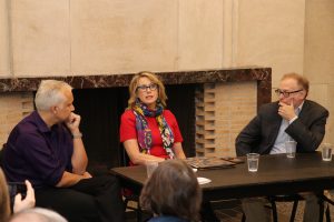 USMC visiting professor Sam Tanenhaus (right) participates in a PEN Canada panel on the killing of Saudi dissident journalist Jamal Khashoggi. 