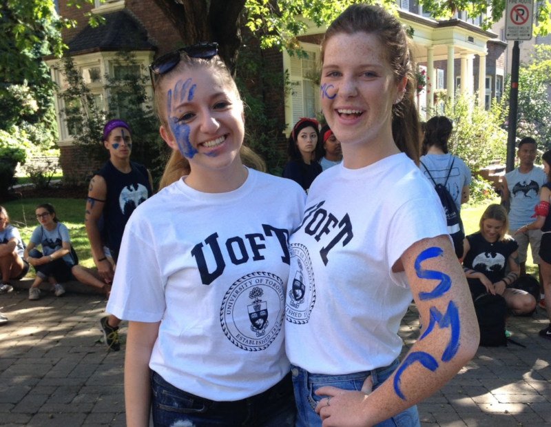 Emma Graham (right) at her own orientation as a St. Michael's student. 