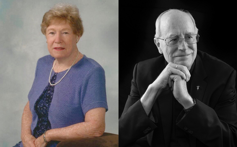 Portraits of Dr. Catherine B. Shannon and Dr. James Heft, SM (Marianist) 