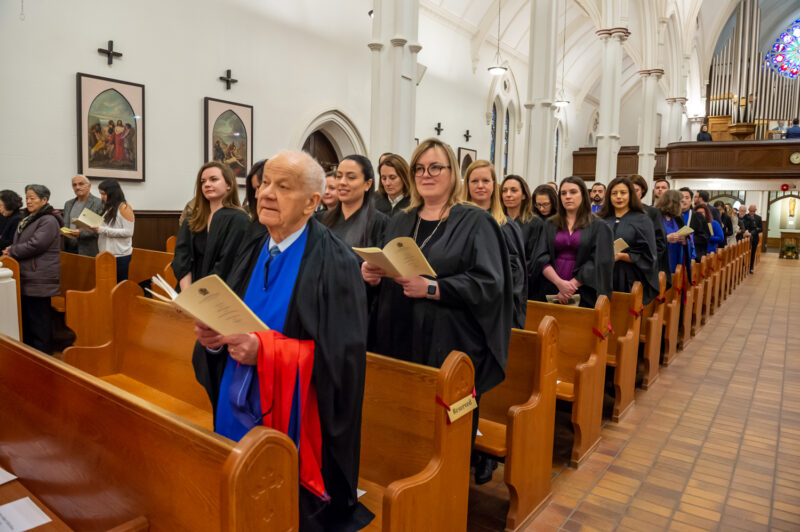 Guests fill the pews in St. Basil's during a recent degree conferral ceremony