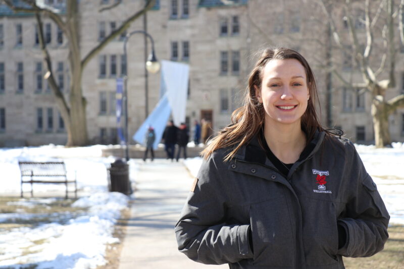 St. Michael's student athlete Anna Licht poses for a photo on the St. Michael's campus. 