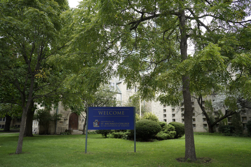 Photo of St. Mike's campus welcome sign