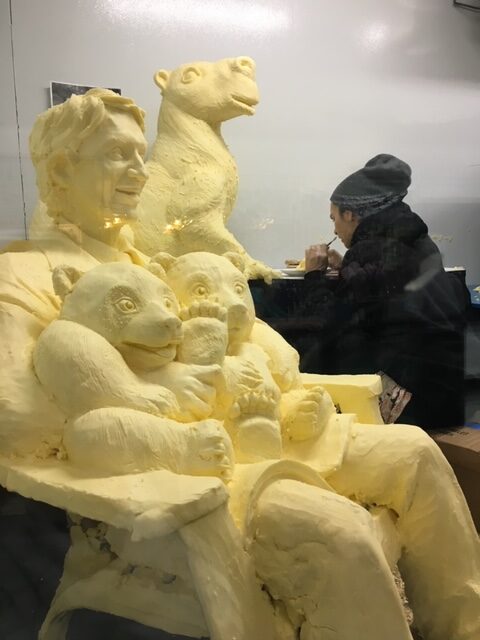 Butter sculpture of Justin Trudeau