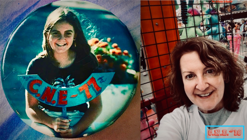 Two photographs, one of Laurie at the CNE in 1977, one from the 2018 CNE