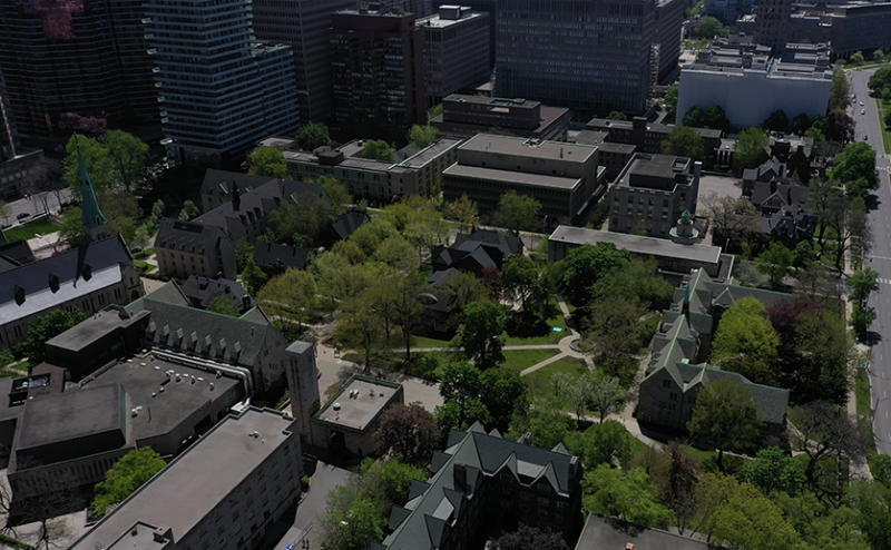 An aerial view of the St. Michael's College campus