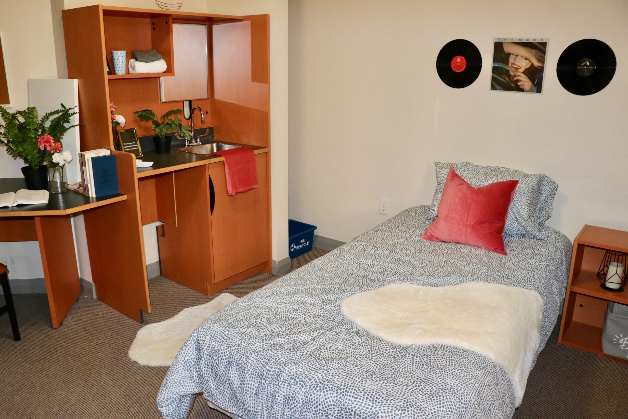 Sorbara Hall - single room; bed and sink