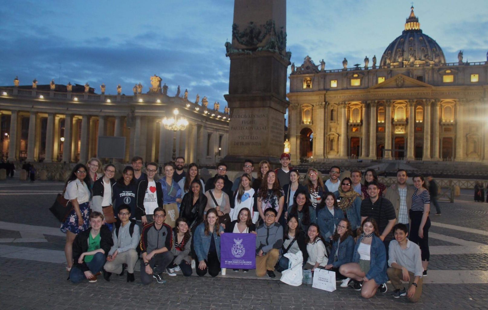 A large group of students in St. Peter's Square in Vatican City