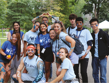 A group of students in body paint for orientation 
