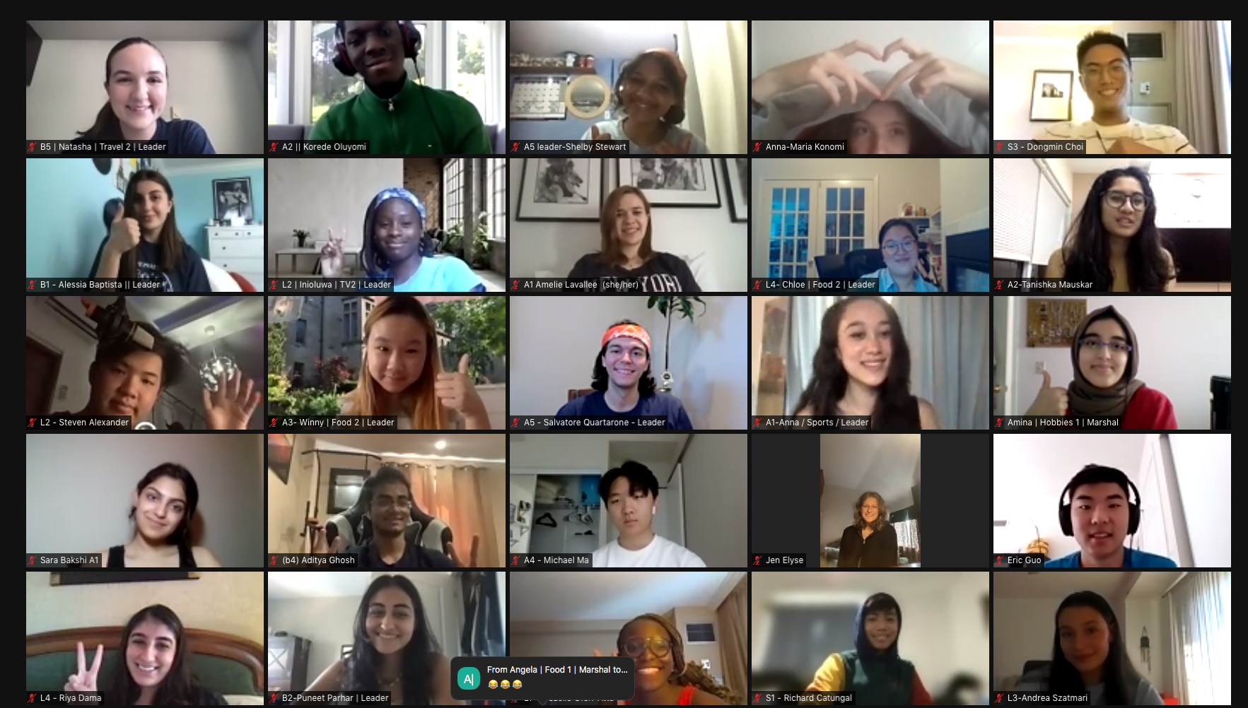 Screengrab of a Zoom meeting with 25 new St. Mike's students