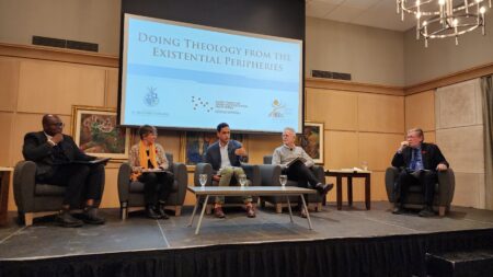 (L-R) Fr. Stan Chu Ilo, Mary Ellen Chown, Darren Dias, OP, Carl O’Byrne, and Mark McGowan.