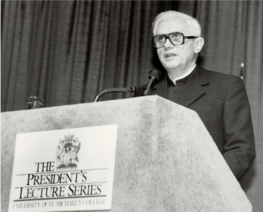 Cardinal Ratzinger giving a talk at St. Mike's in 1986.