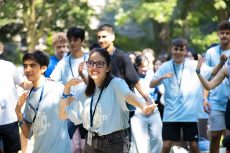 Incoming students dancing