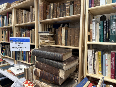 The rare books collection at the book sale.