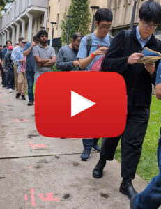 Play video of book sale lineup