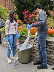 Students gather supplies for fall cleanup day