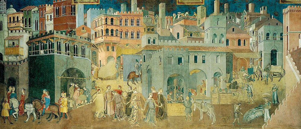 Credits: Ambrogio Lorenzetti (1290-1348), Effects of Good Government, detail. Palazzo Pubblico (Siena)