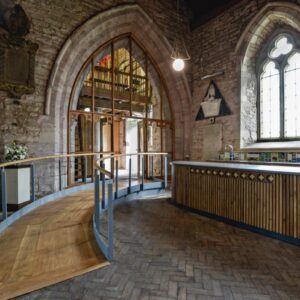 church entryway with an accessible ramp
