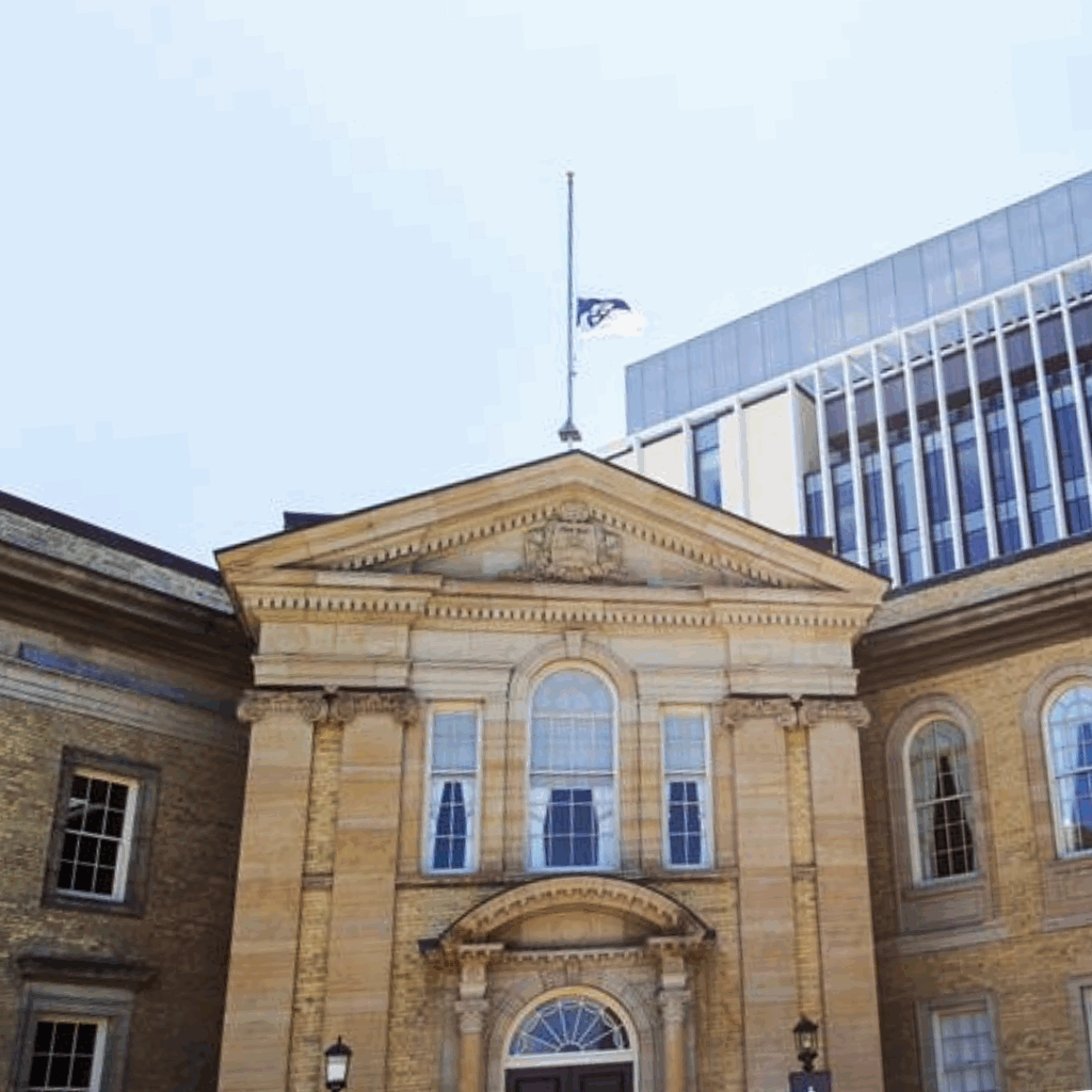 All flags across the three University of Toronto campuses will be flown at half-mast on Saturday, the day of His Holiness’ funeral. Photo courtesy of the University of Toronto.