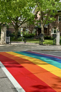 rainbow crosswalk on St. Joseph Street