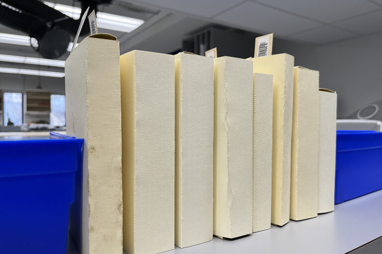 Boxes TCDSB students made during their session on Book Repair and Conservation