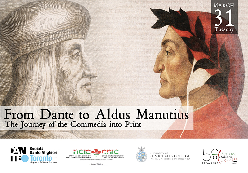 Event poster for From Dante to Aldus Manutius: The Journey of the Commedia into Print